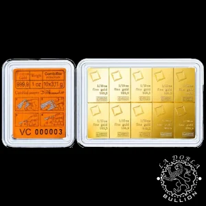 Lingote de Oro CombiBar™ 10 x 1-10 oz - Valcambi_anverso