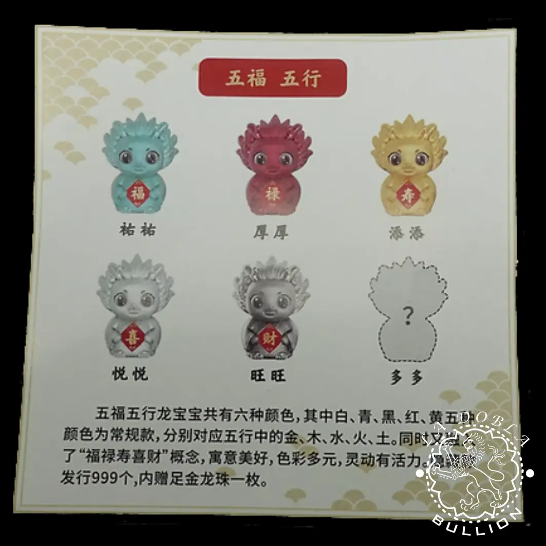 Moneda de Plata Celebración Nuevo Año Lunar 8 g BU - China - 2024_figuras longlong