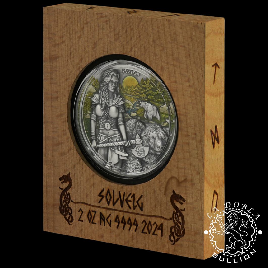 Moneda de Plata Valkyries Solveig 2 oz Altorrelieve - Germania - 2024_estuche