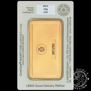 Lingote de Oro 100 g - CHafner_reverso