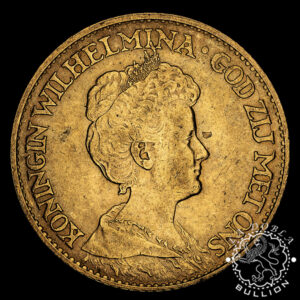 Moneda de Oro 10 Florines Holandeses Guillermina - Países Bajos - 1875 a 1933 - Anverso