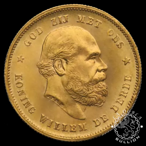 Moneda de Oro 10 Florines Holandeses Guillermo III - 1875 a 1933 - Anverso