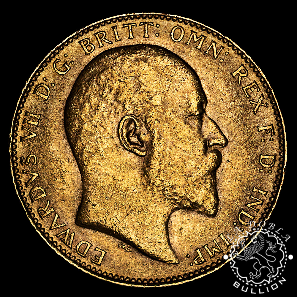Moneda de Oro Soberano Eduardo VII - Reino Unido - 1902 a 1910 - Anverso