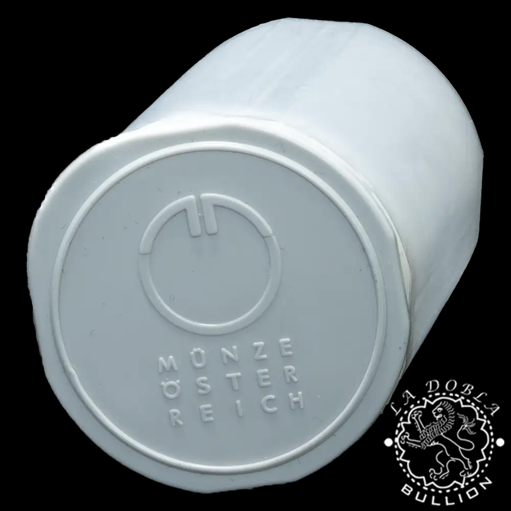 Tubo Vacío Oficial con Tapa Gris de la Münze Österreich para Moneda de Plata Filarmónica 1 Oz