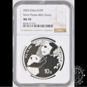 Moneda de Plata Panda 30 g BU - China - 2023 - Encapsulada por NGC - MS70 - Reverso