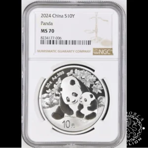 Moneda de Plata Panda 30 g BU - China - 2024 - Encapsulada por NGC - MS70 - Reverso