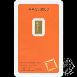 Lingote de Oro 1 g - VALCAMBI - Reverso