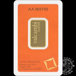 Lingote de Oro 20 g - VALCAMBI - Reverso