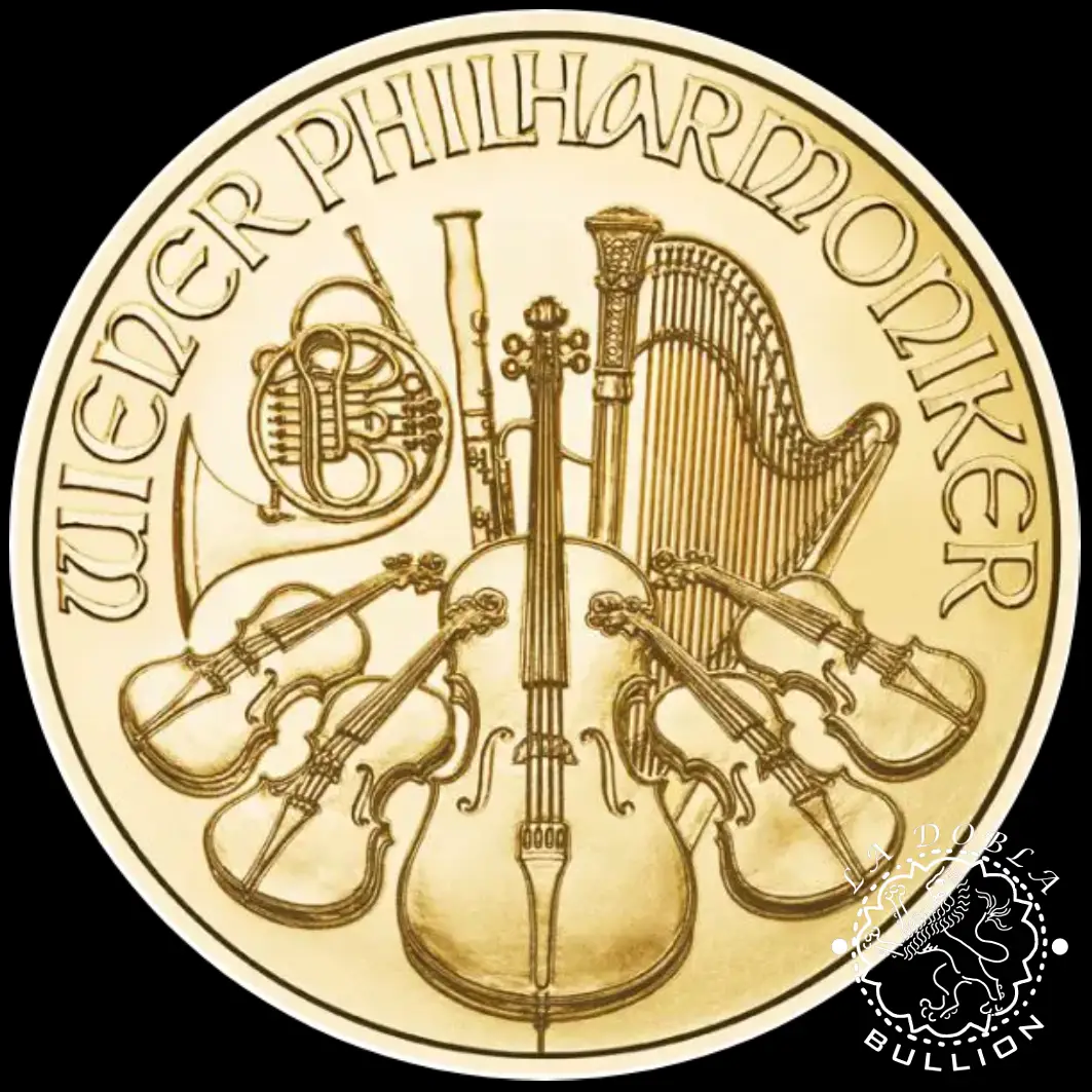 Moneda de Oro Filarmónica 1 25 oz BU - Austria - EMISIÓN PASADA - Reverso