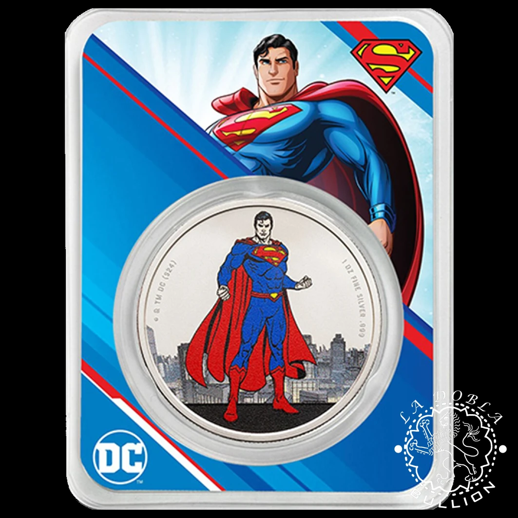 Moneda de Plata DC Comics Superman 1 oz BU Color - Samoa - 2024 - Estuche Delante