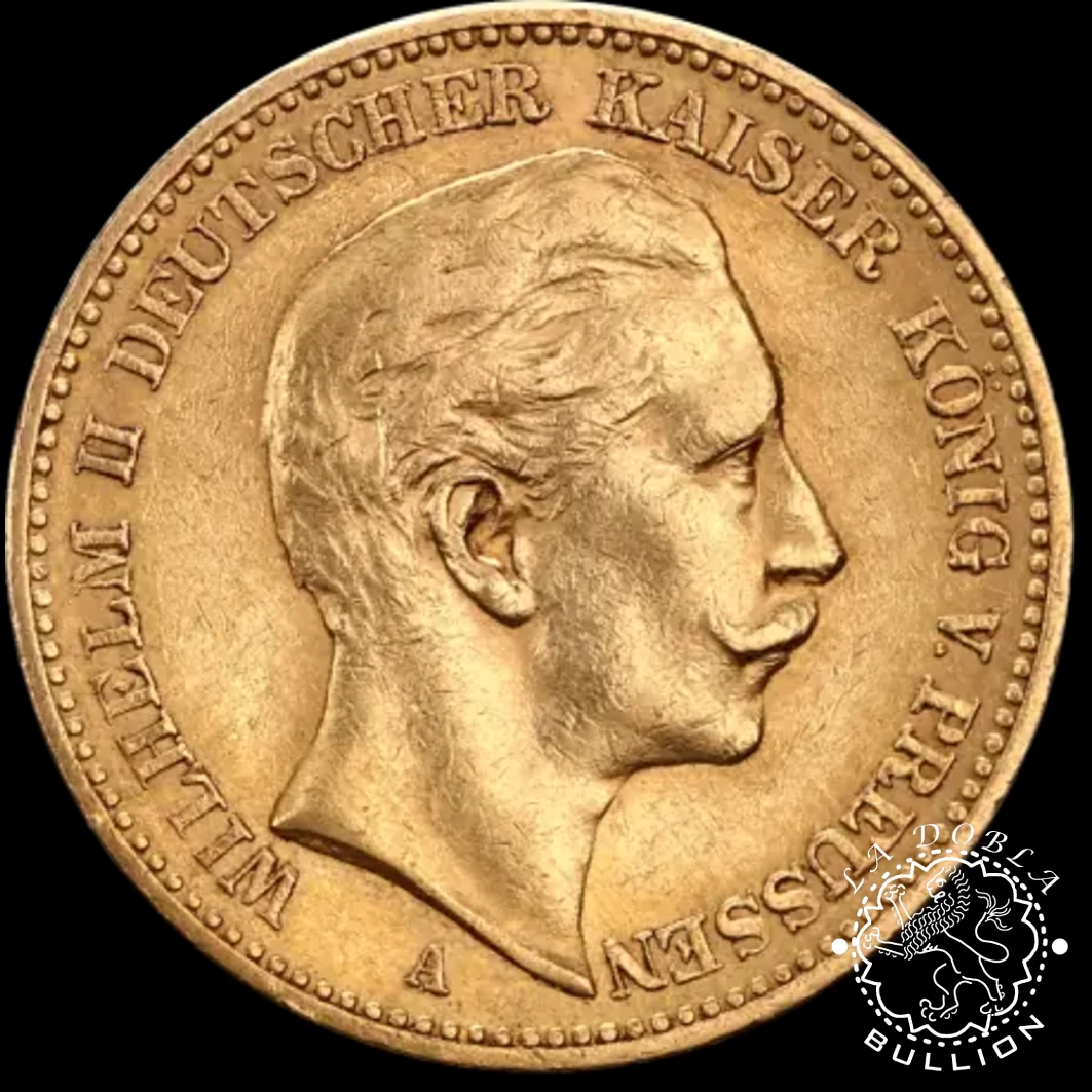 Moneda de Oro 20 Marcos Alemanes Guillermo II - Prusia - 1888-1913 - Anverso