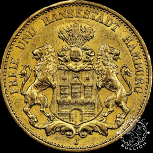Moneda de Oro 20 Marcos Alemanes Hamburgo - 1875-1913 - Anverso