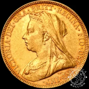 Moneda de Oro Soberano Reina Victoria - Reino Unido - 1893 a 1901 - Anverso