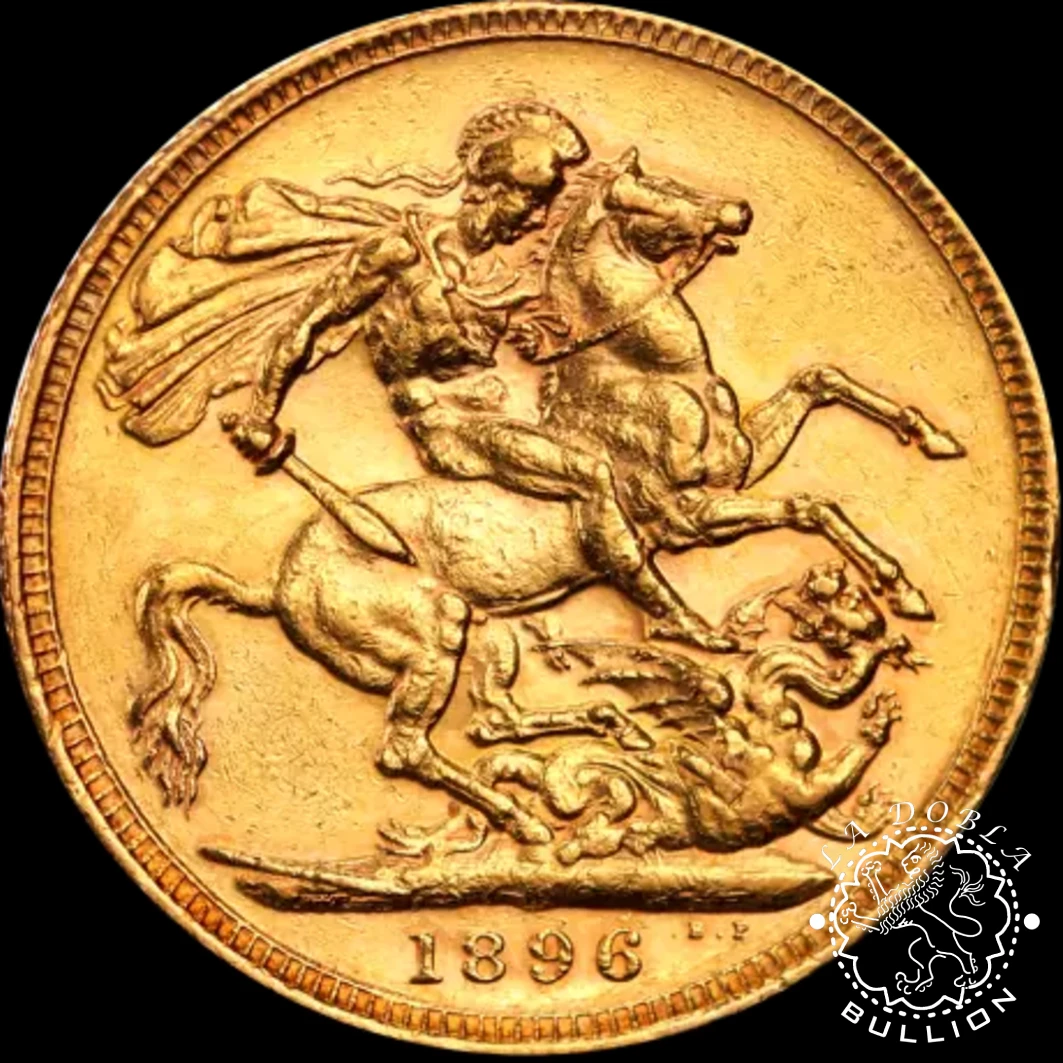 Moneda de Oro Soberano Reina Victoria - Reino Unido - 1893 a 1901 - Reverso