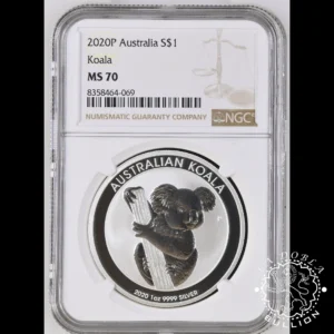 Moneda de Plata Koala 1 oz BU - Australia - 2020 - NGC MS70