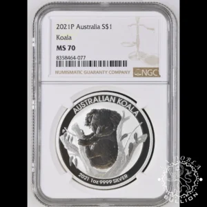 Moneda de Plata Koala 1 oz BU - Australia - 2021 - NGC MS70