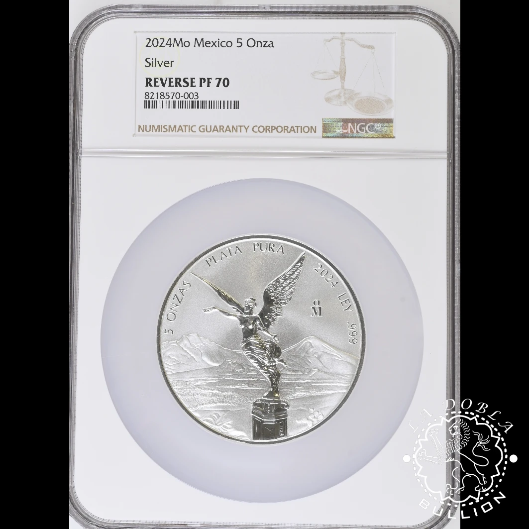 Moneda de Plata Libertad 5 oz Reverse Proof - México - 2024 - NGC PF70 - Cápsula