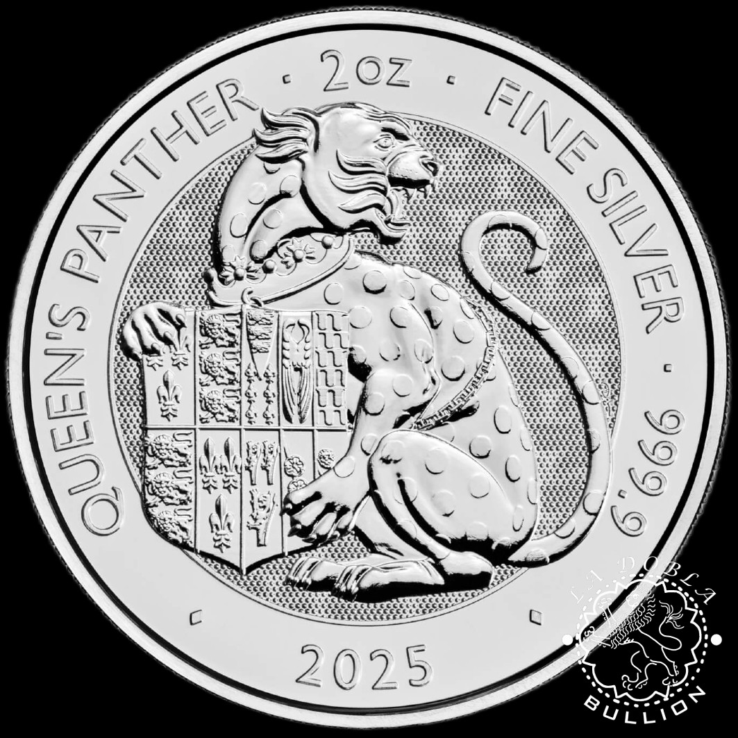 Moneda de Plata Tudor Beasts Queen's Panther 2 oz BU - Reino Unido - 2025 - Reverso