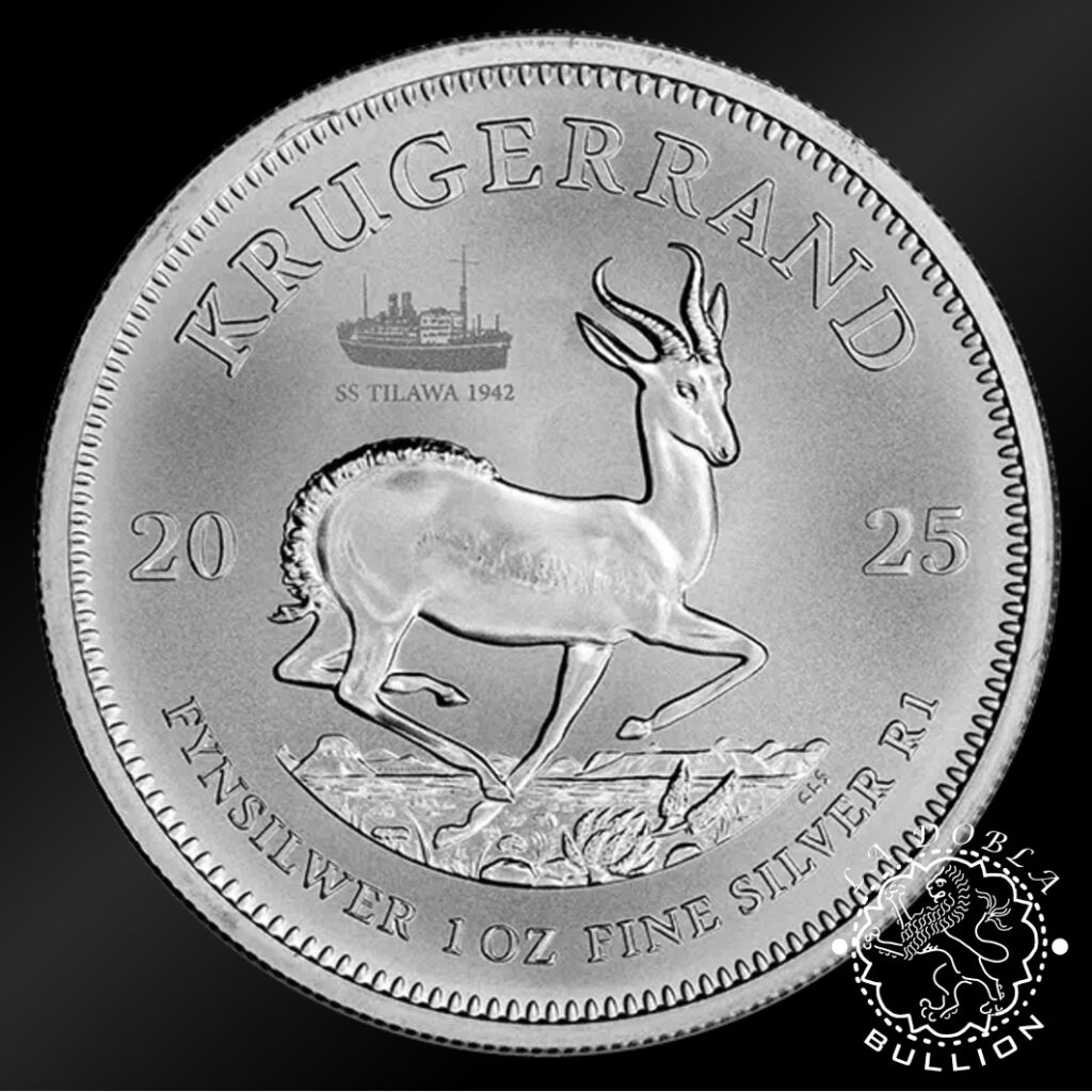 Moneda de Plata Krugerrand 1 oz BU - Privy Markç SS Tilawa- Sudáfrica - 2025 - Reverso