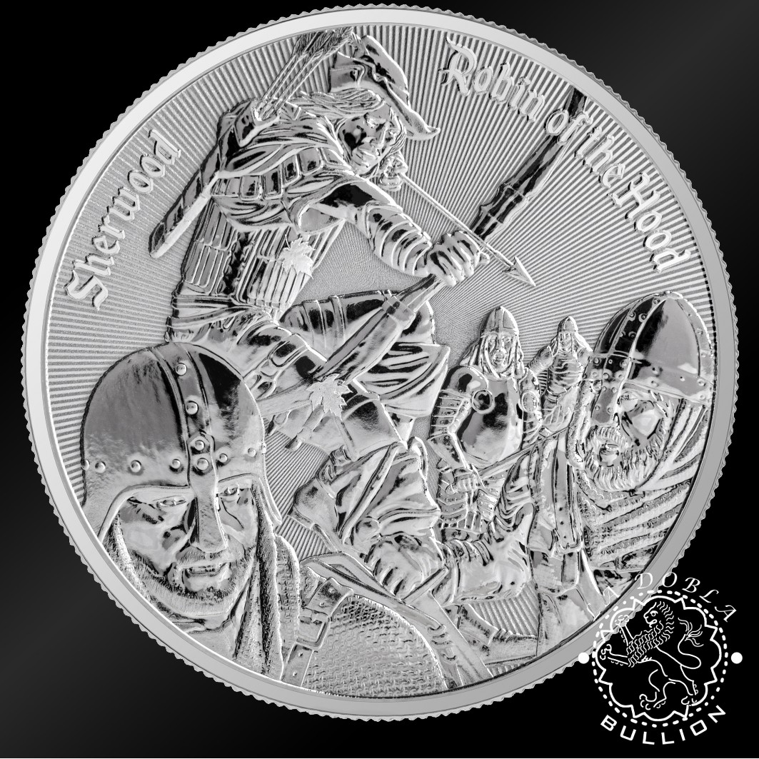Moneda de Plata Sherwood Robin of the Hood 1 oz BU - Camerún - 2024 - Reverso