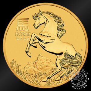 Moneda de Oro Serie Lunar III Caballo 1 10 oz BU - Australia - 2026 - Reverso
