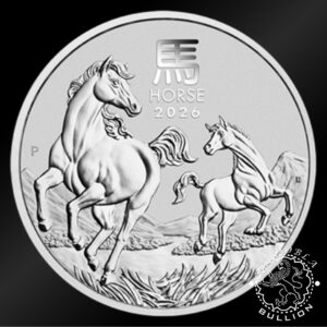 Moneda de Plata Serie Lunar III Caballo 1 oz BU - Australia - 2026 - Reverso