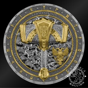Moneda de Plata Artefacts Mjölnir Martillo de Thor 2 oz Proof UHR – Germania – 2025 - Anverso
