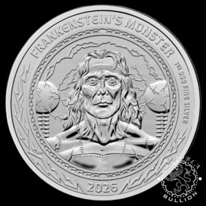 Moneda de Plata Gothic Horror Monstruo de Frankenstein 1 Oz BU - Reino Unido - 2026 - Reverso