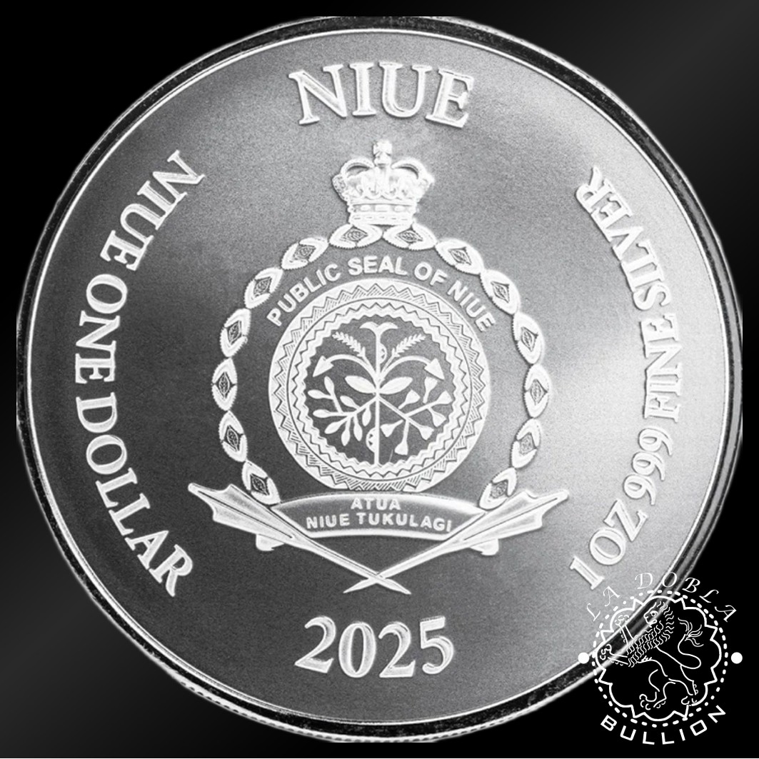 Moneda de Plata Lady Justice 1 oz BU - Niue - 2025 - Anverso