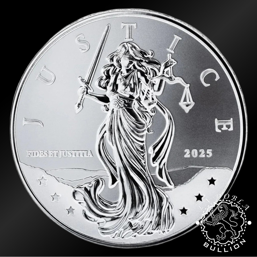 Moneda de Plata Lady Justice 1 oz BU - Niue - 2025 - Reverso