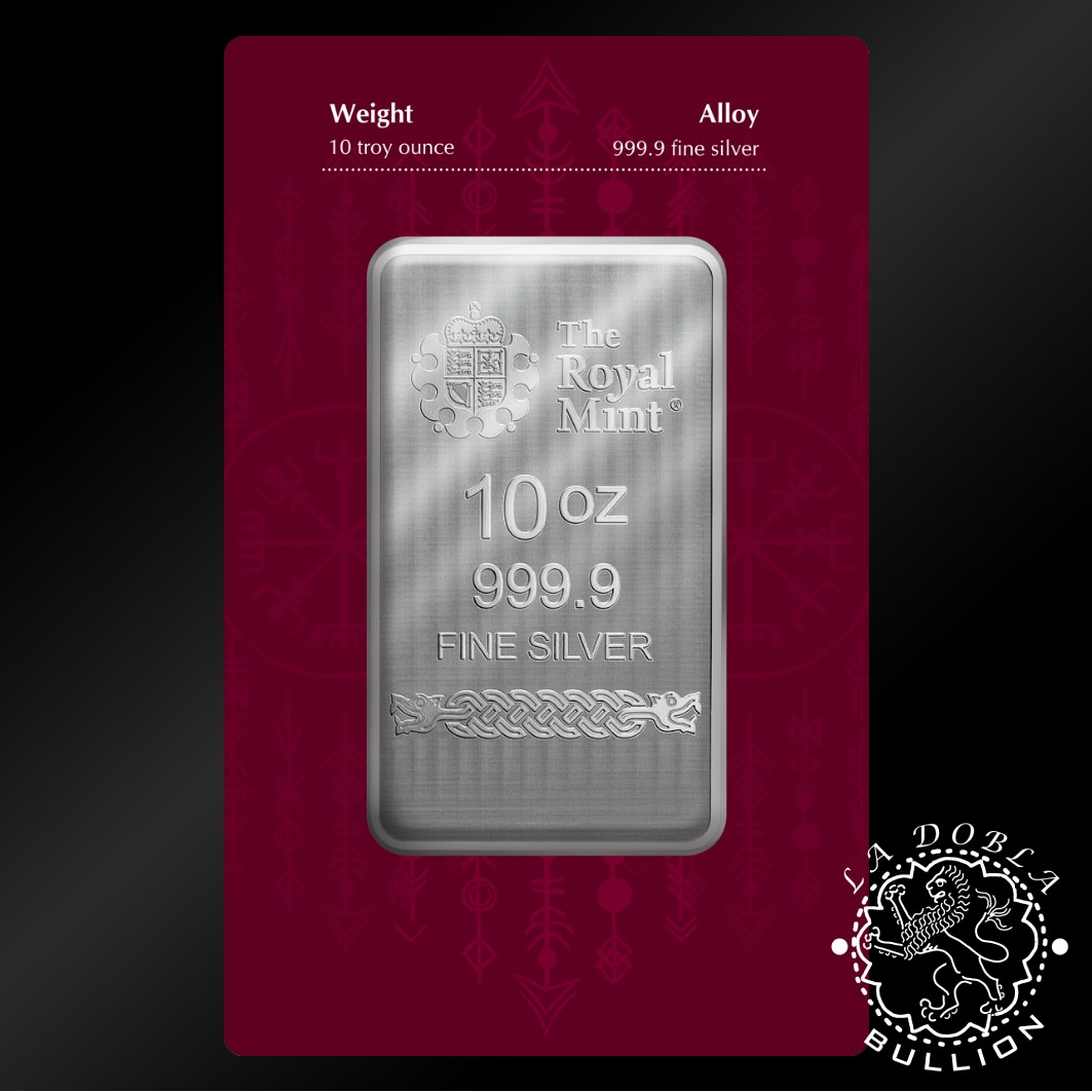 Lingote de Plata Norse Gods Loki 10 oz - Royal Mint & Germania Mint - Blister Anverso
