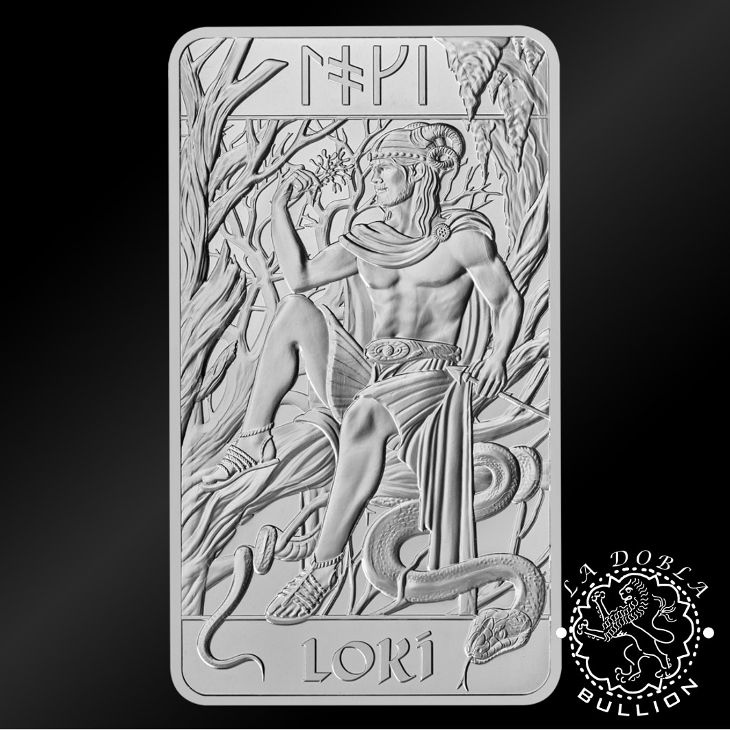 Lingote de Plata Norse Gods Loki 10 oz - Royal Mint & Germania Mint - Reverso