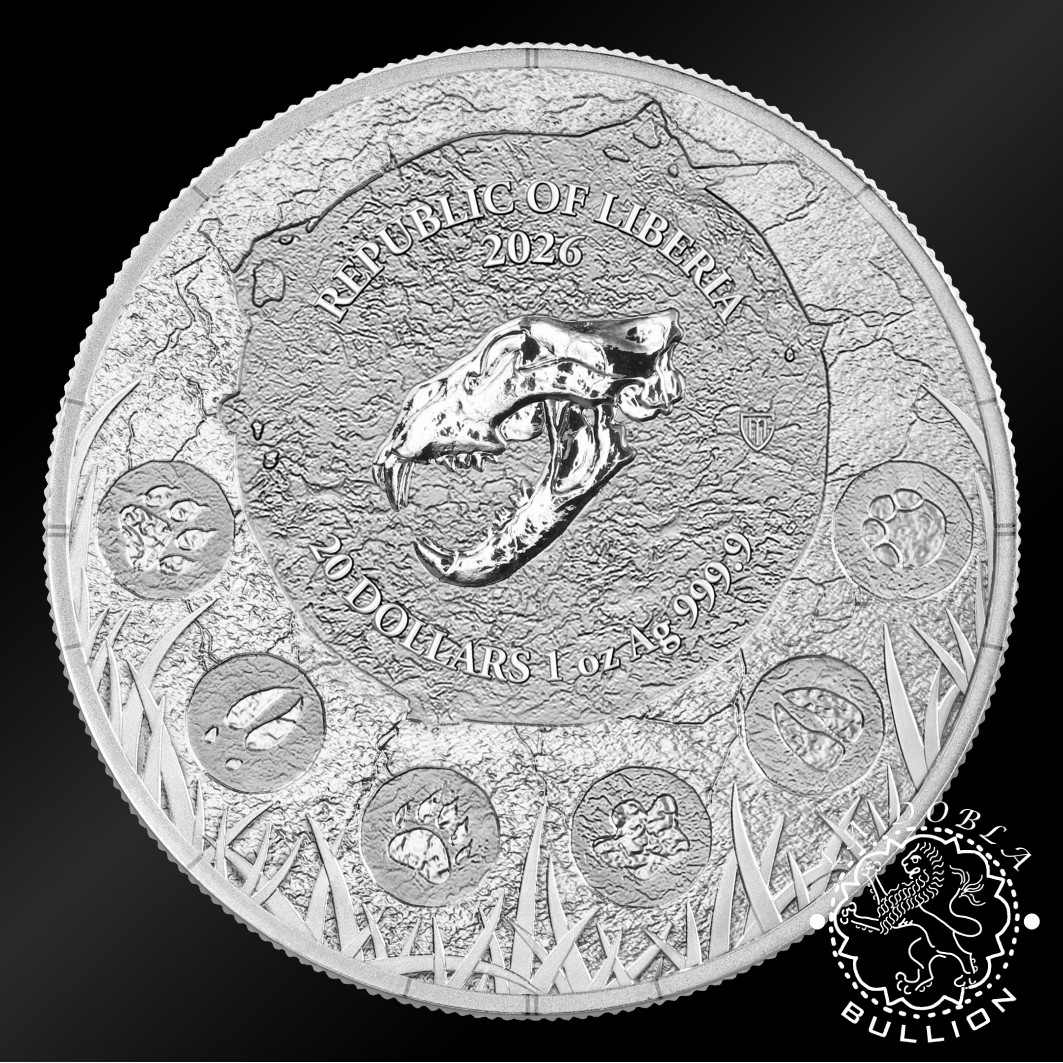 Moneda de Plata Megafauna León de las Cavernas 1 oz BU - Liberia - 2026 - Anverso