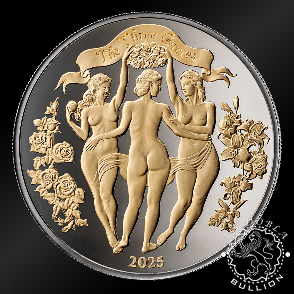 Moneda de Plata Las Tres Gracias Enigma Edition 1 oz BU - Camerún - 2025 - Reverso