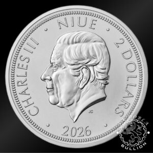 Moneda de Plata León Checo 1 oz BU - Niue - 2026 - Anverso