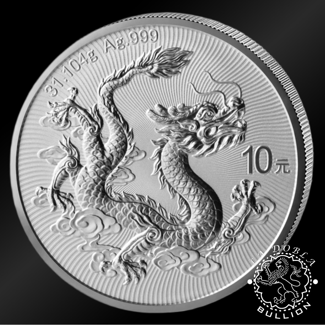 Moneda de Plata Dragón 1 oz BU - China - 2026 - Reverso