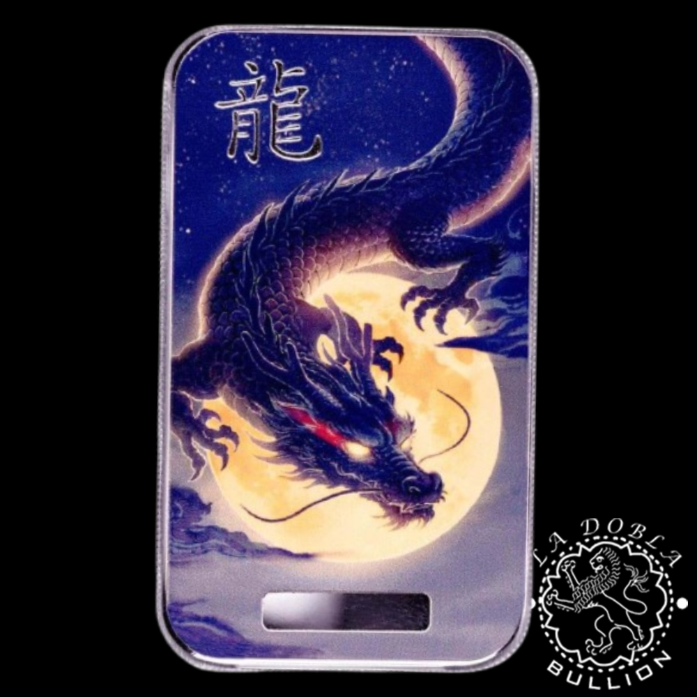 Lingote de Plata Dragón Yèqióng 1 oz - Scottsdale Mint - Reverso