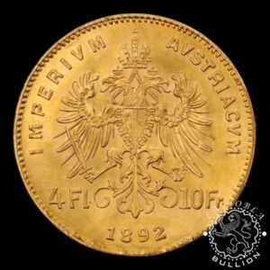 Moneda de Oro 4 Florines 10 Francos - Reacuñación - Austria - Reverso