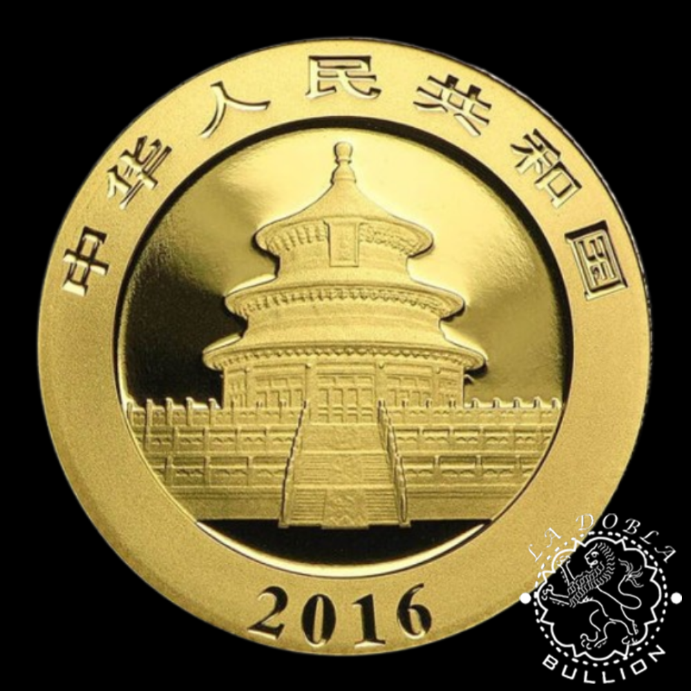 Moneda de Oro Panda 8 g - China - 2016 - Anverso