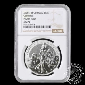 Moneda de Plata Germania 1 oz BU - Germania - 2025 - NGC MS70 - Anverso
