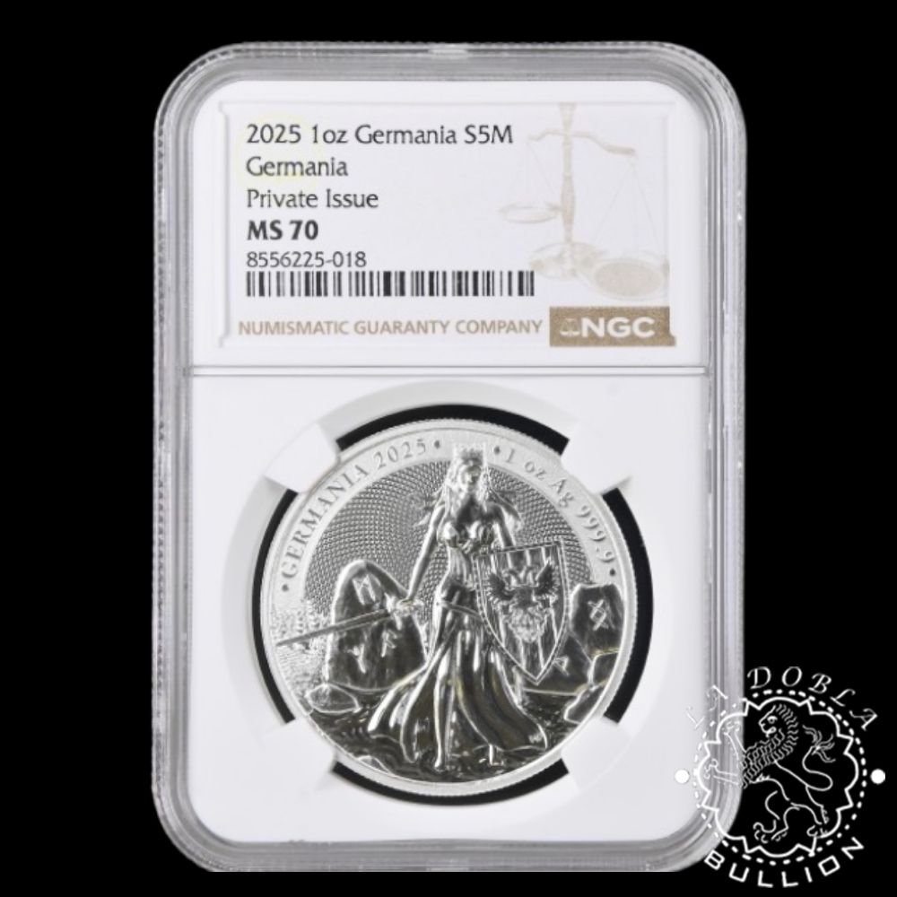 Moneda de Plata Germania 1 oz BU - Germania - 2025 - NGC MS70 - Anverso