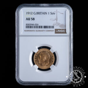 Moneda de Oro Soberano Jorge V - 1912 - NGC AU58