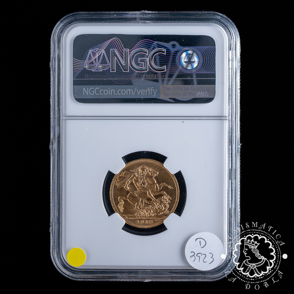 Moneda de Oro Soberano Jorge V - 1913 - NGC AU58 - Imagen 2