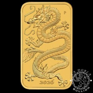 Lingote-Moneda de Oro Dragón Rectangular 1oz BU - Australia - 2026 - Reverso