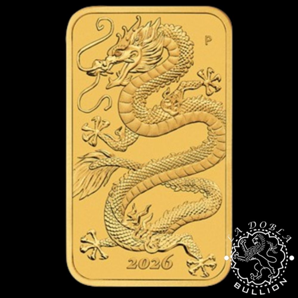 Lingote-Moneda de Oro Dragón Rectangular 1oz BU - Australia - 2026 - Reverso