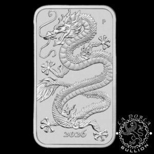 Lingote-Moneda de Plata Dragón Rectangular 1oz BU - Australia - 2026 - Reverso