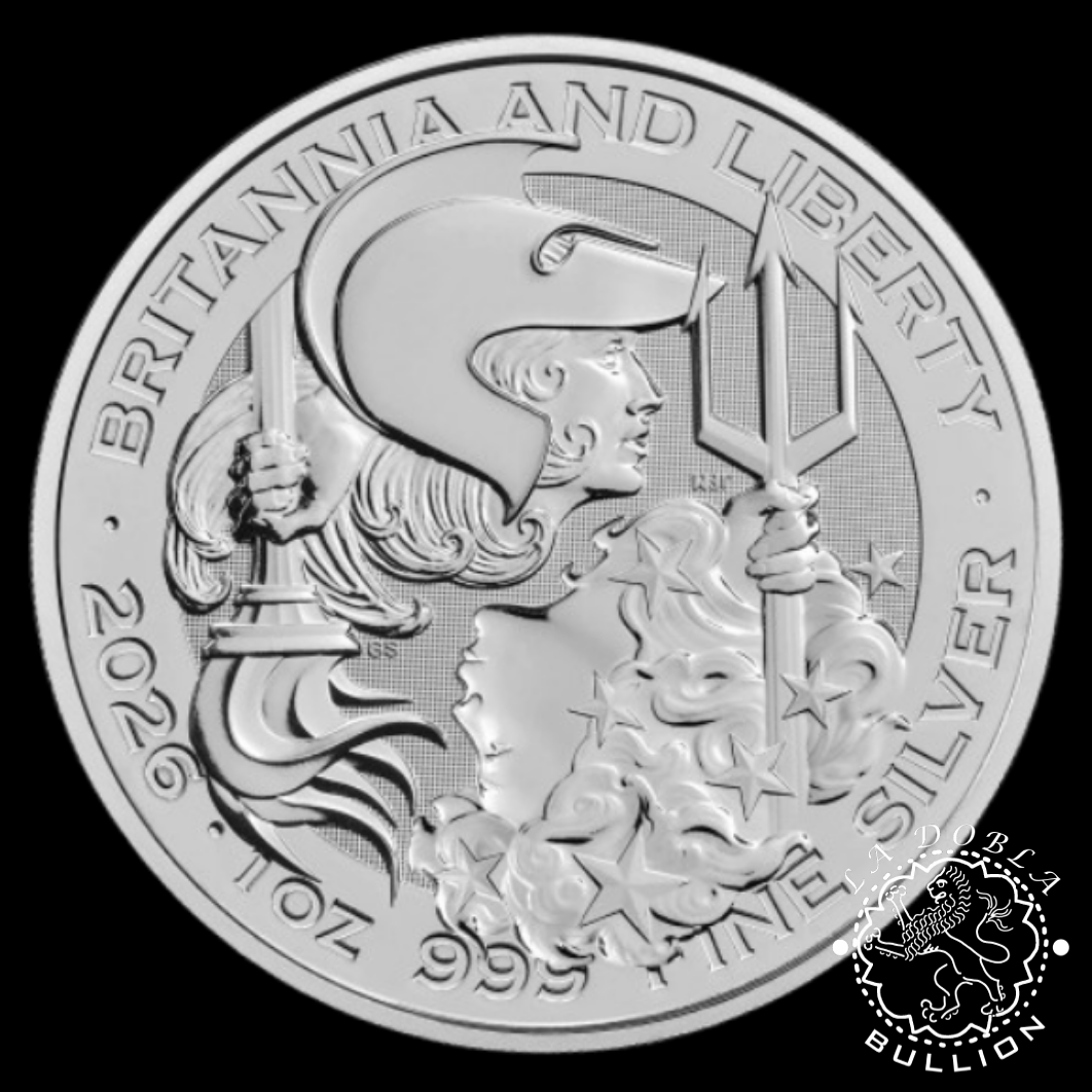 Moneda de Plata Britannia & Liberty 1 oz Bullion - Reino Unido - 2026 - Reverso