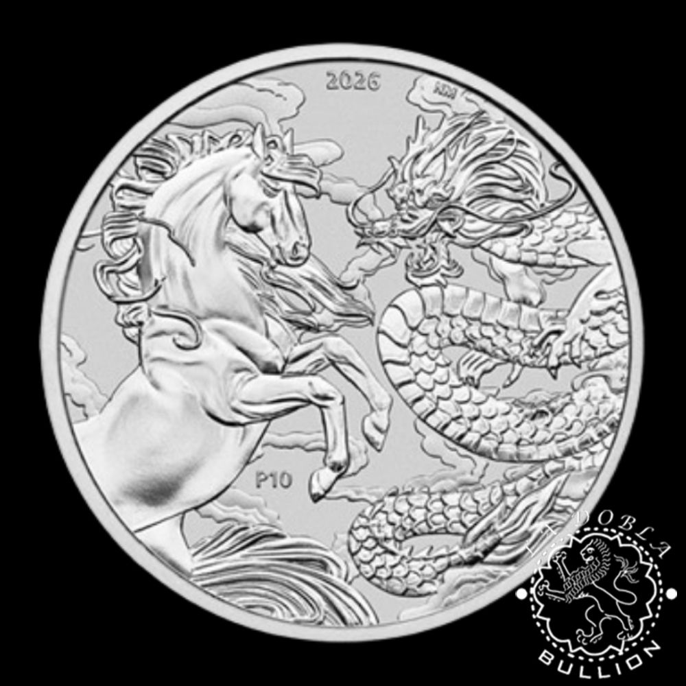 Moneda de Plata Chinese Myths and Legends Dragon and Horse 1 oz BU - Australia - 2026 - Reverso