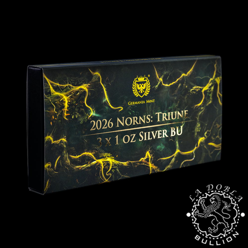 Moneda de Plata Norns Triune 3 x 1 oz BU Multimetal - Germania Mint - 2026 - Estuche Cerrado