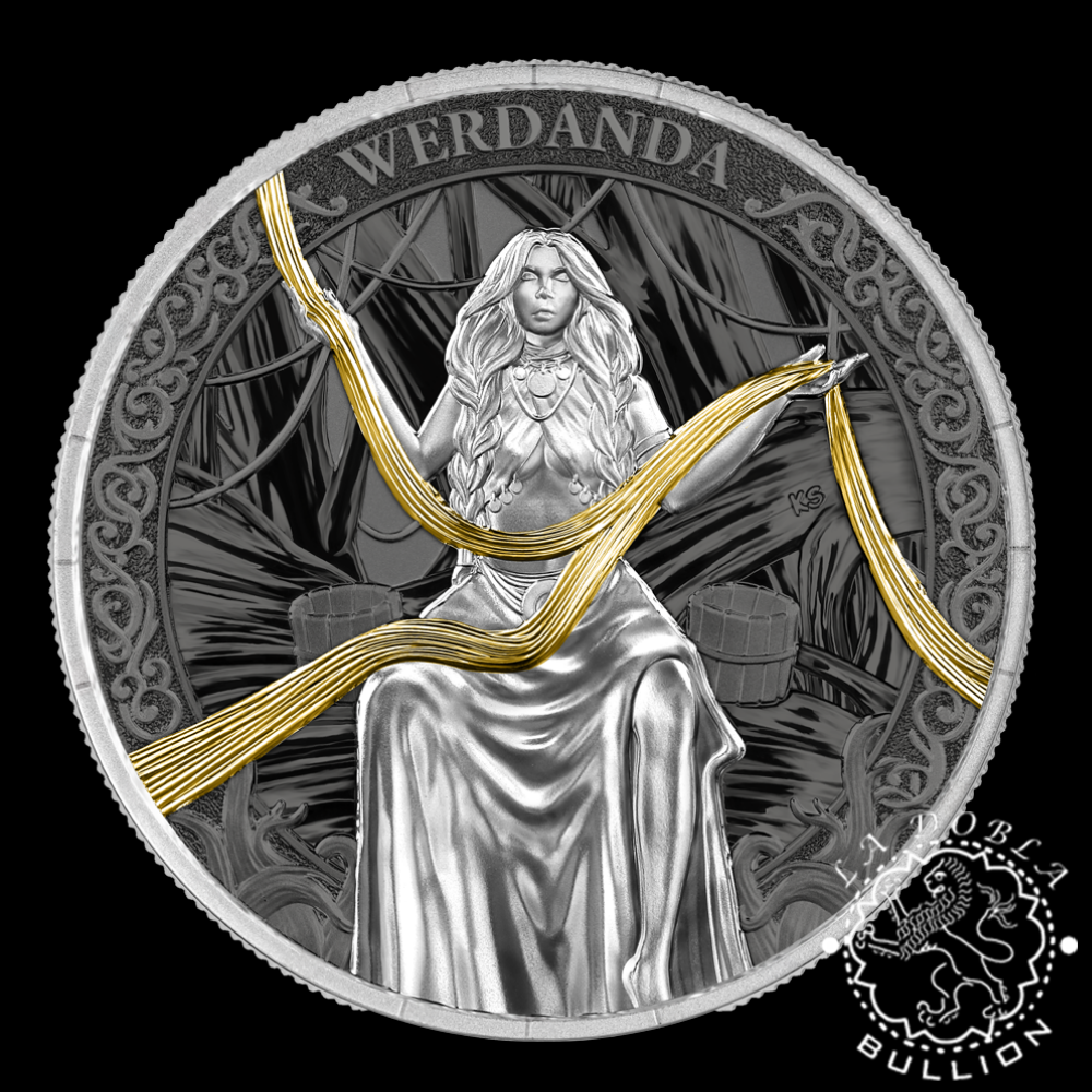 Moneda de Plata Norns Triune 3 x 1 oz BU Multimetal - Germania Mint - 2026 - Werdanda (1)